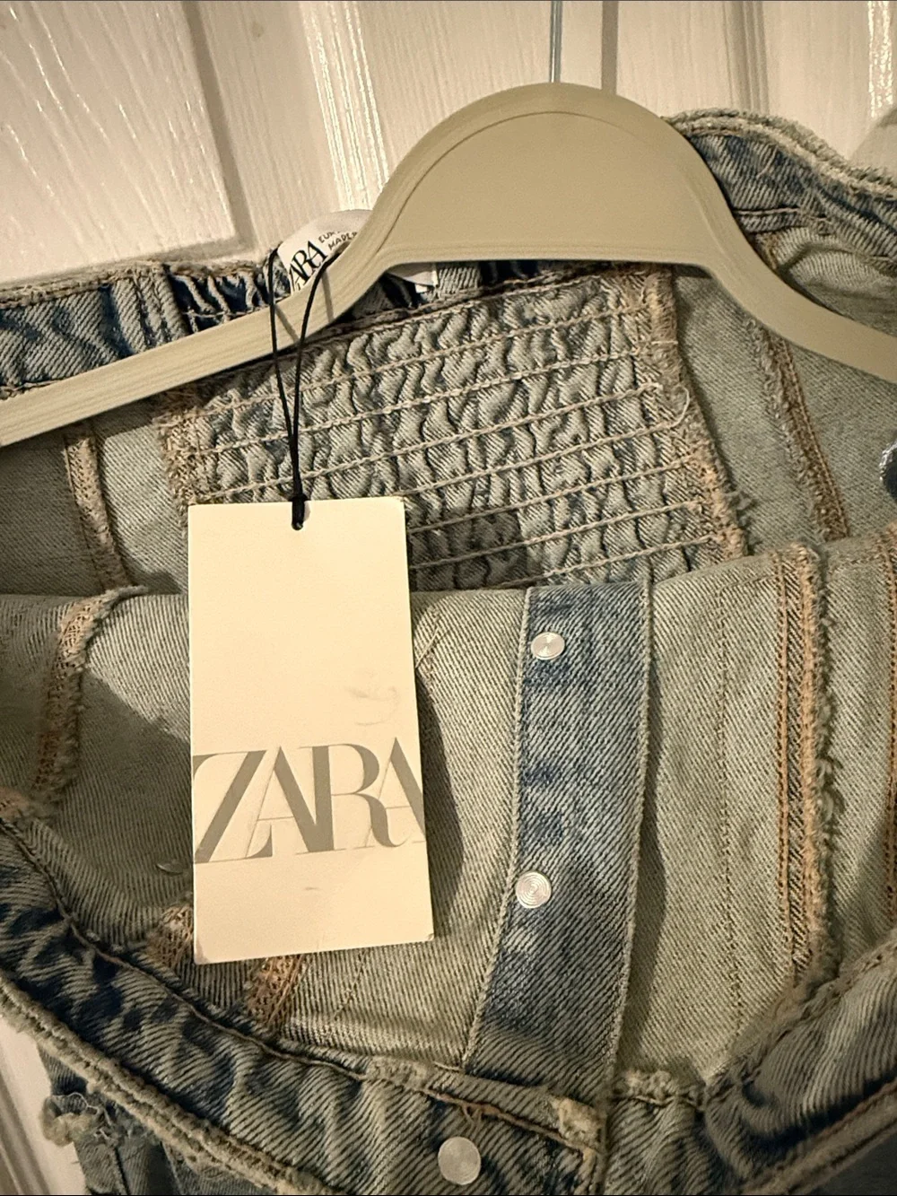 Zara Light Blue Strapless Denim Overalls